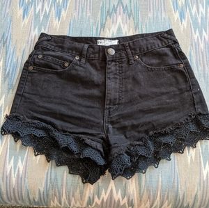 Free people denim black shorts size 25